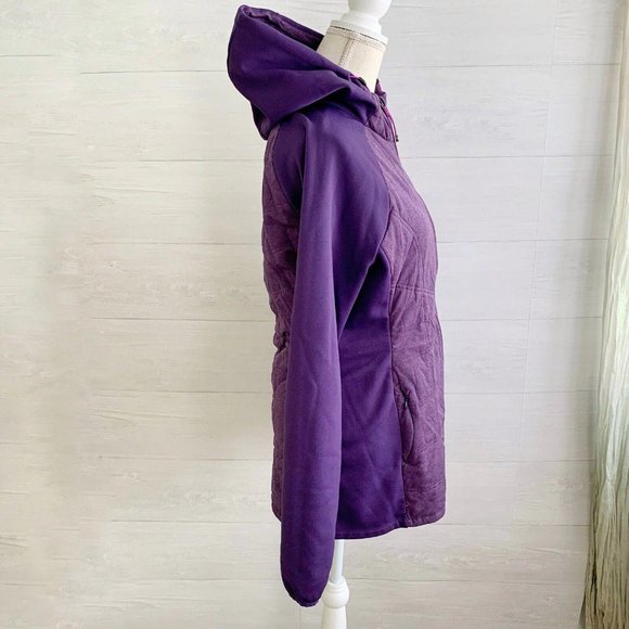 Athleta - Jump & Jive Purple Primaloft quilted stretch long hooded jacket, M - Picture 4 of 6